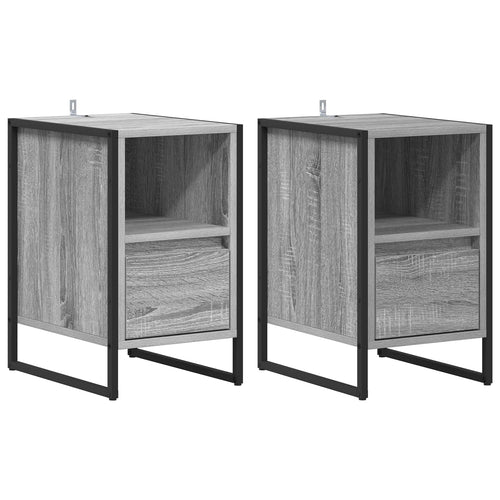 Nightstand with drawer 2 pcs Sonoma Grey 39.5 x 30 x 50 cm