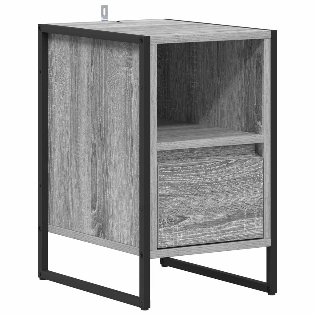 Mesa de Noche con cajón 2 pcs Gris Sonoma 39,5 x 30 x 50 cm