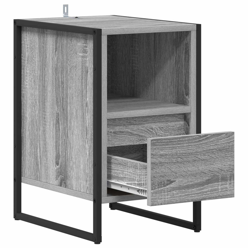 Mesa de Noche con cajón 2 pcs Gris Sonoma 39,5 x 30 x 50 cm
