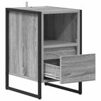 Mesa de Noche con cajón 2 pcs Gris Sonoma 39,5 x 30 x 50 cm