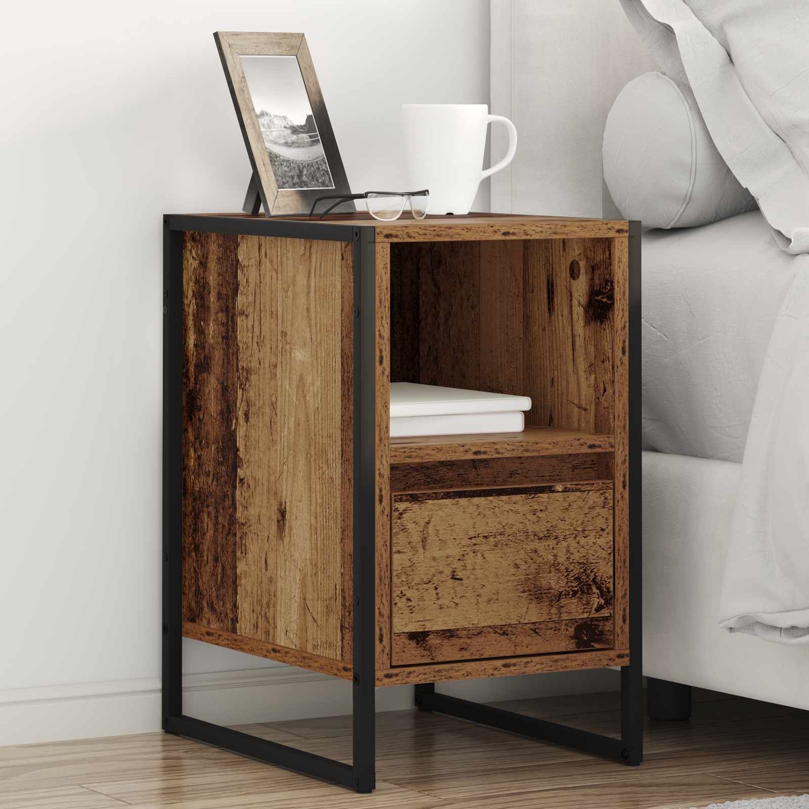 Nightstand with drawer 2 pcs Sonoma Grey 39.5 x 30 x 50 cm