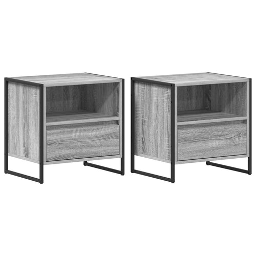 Nightstand with drawer 2 pcs Sonoma Grey 50 x 39.5 x 50 cm