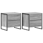 Mesa de Noche con cajón 2 pcs Gris Sonoma 50 x 39.5 x 50 cm