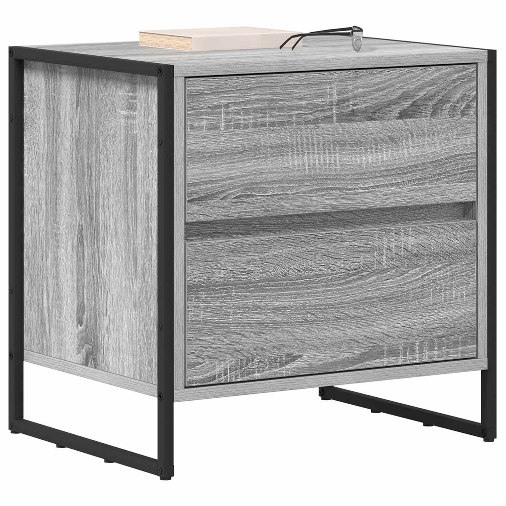 Mesa de Noche con cajón 2 pcs Gris Sonoma 50 x 39.5 x 50 cm