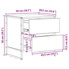 Mesa de Noche con cajón 2 pcs Gris Sonoma 50 x 39.5 x 50 cm