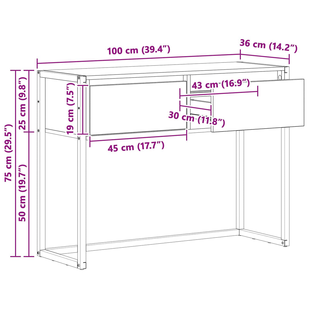 Mesa Auxiliar con cajón Madera Vieja 100 x 36 x 75 cm