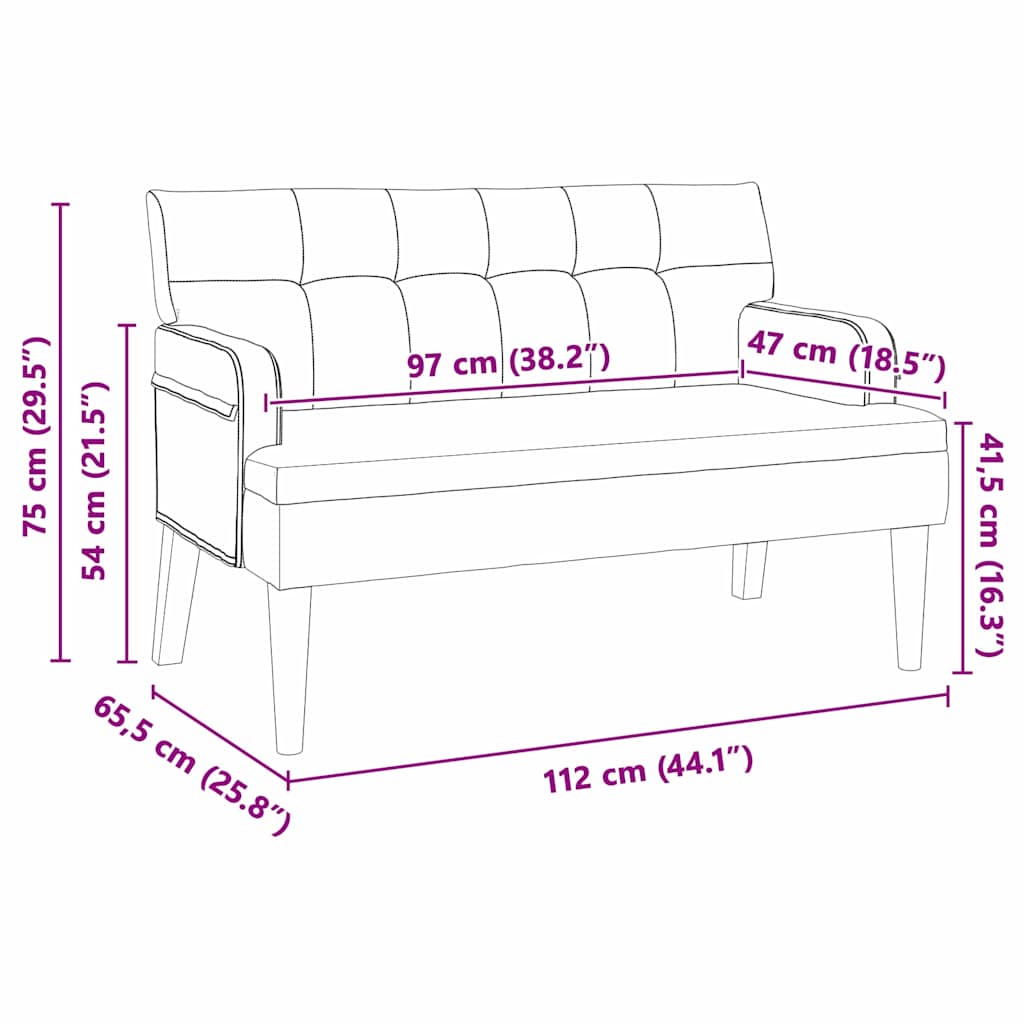 Banco Chesterfield Amarillo 112 x 65,5 x 75 cm Terciopelo