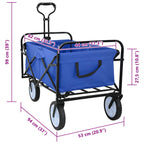 Carro de Mano Plegable Manual Azul 94 x 53 x 99 cm Tela Oxford