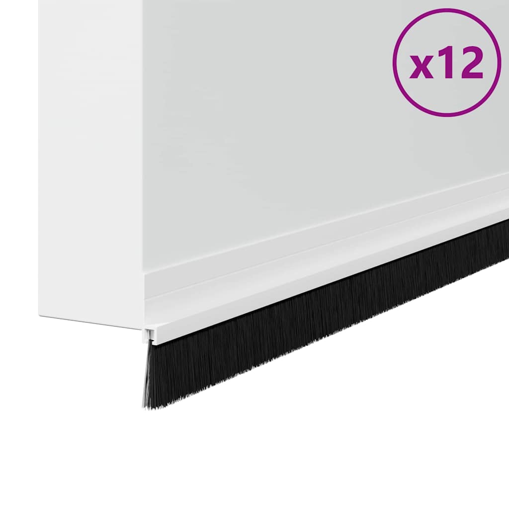 Sellos de cepillo para puertas autoadhesivos 12 pcs 100 cm