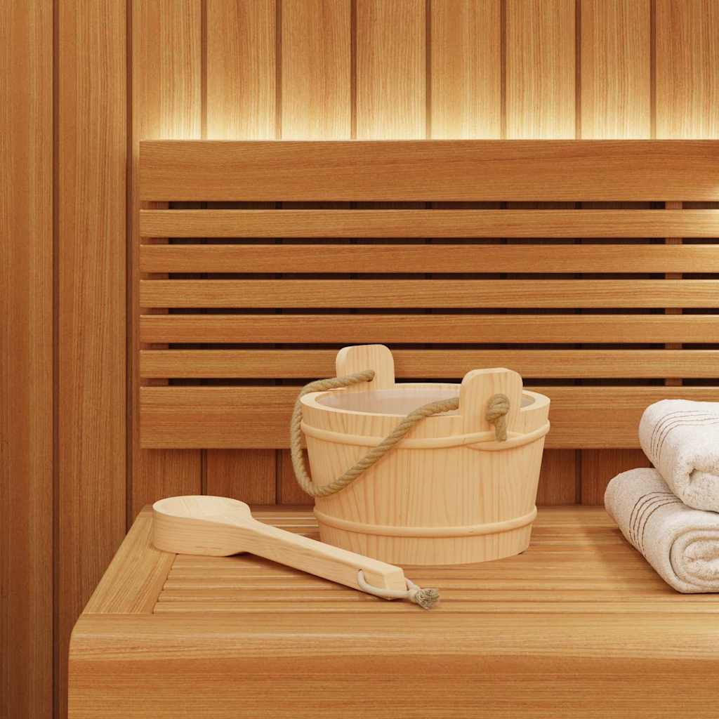 Cubo de Sauna 2 pcs Marrón Madera de Pino Sólida y Cáñamo
