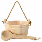 Cubo de Sauna 2 pcs Marrón Madera de Pino Sólida y Cáñamo