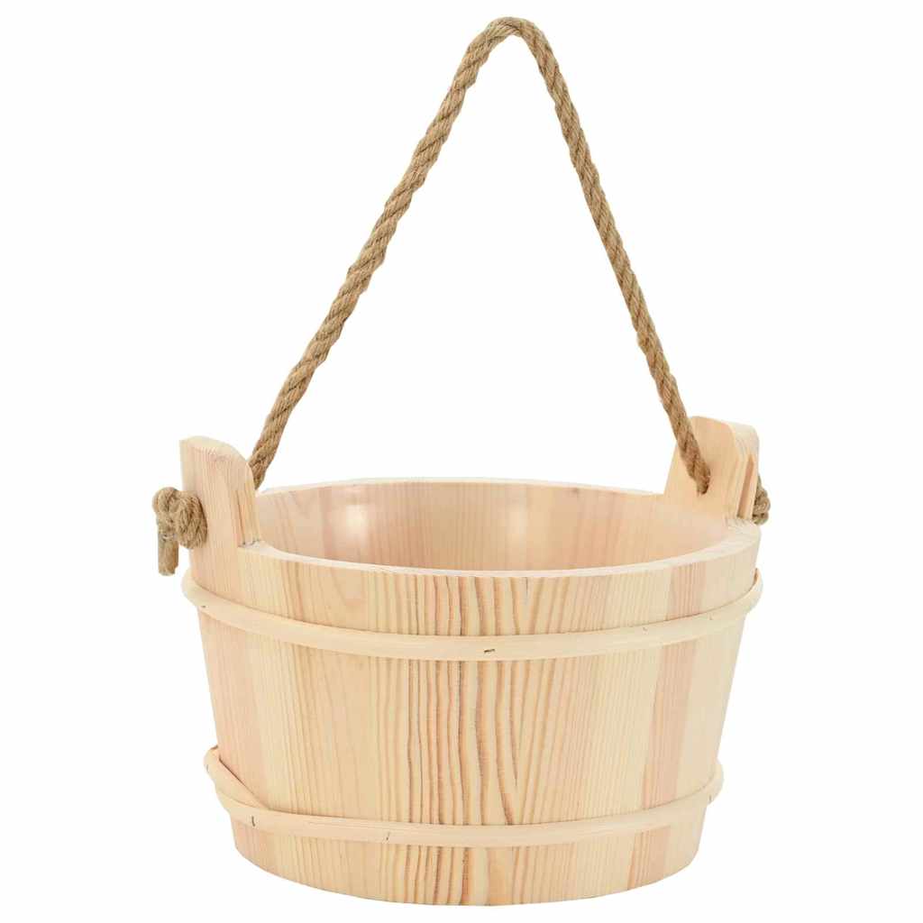Cubo de Sauna 2 pcs Marrón Madera de Pino Sólida y Cáñamo