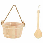 Cubo de Sauna 2 pcs Marrón Madera de Pino Sólida y Cáñamo
