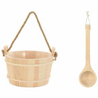 Cubo de Sauna 2 pcs Marrón Madera de Pino Sólida y Cáñamo