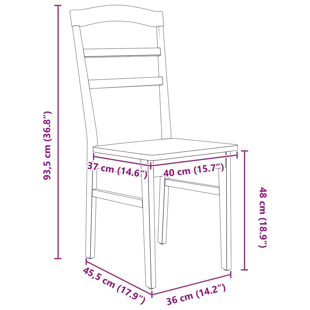 Silla de comedor 2 pcs Madera de Caucho Sólido
