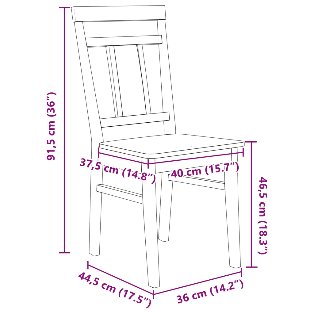 Silla de comedor 2 pcs Madera de Caucho Sólido