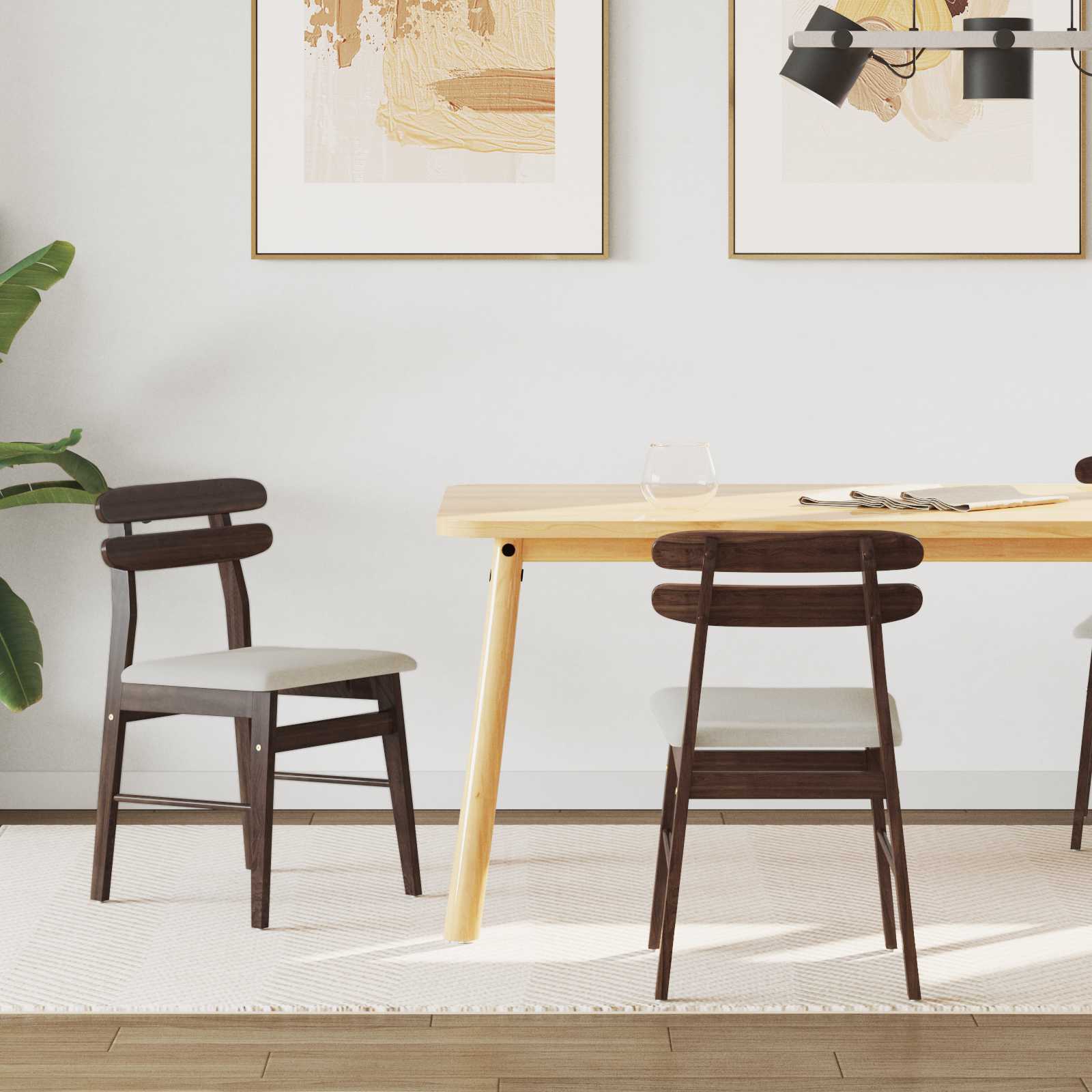 Dining Chair 2 pcs Solid Rubber Wood