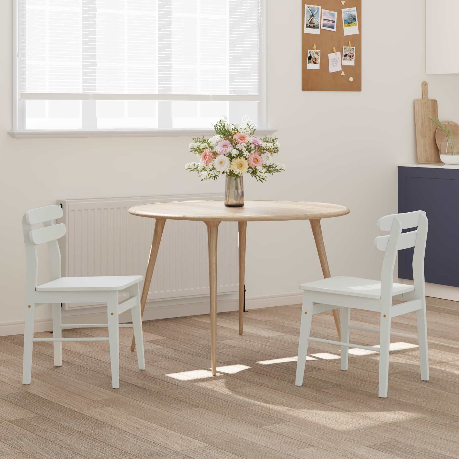 Silla de comedor 2 pcs Madera de Caucho Sólido