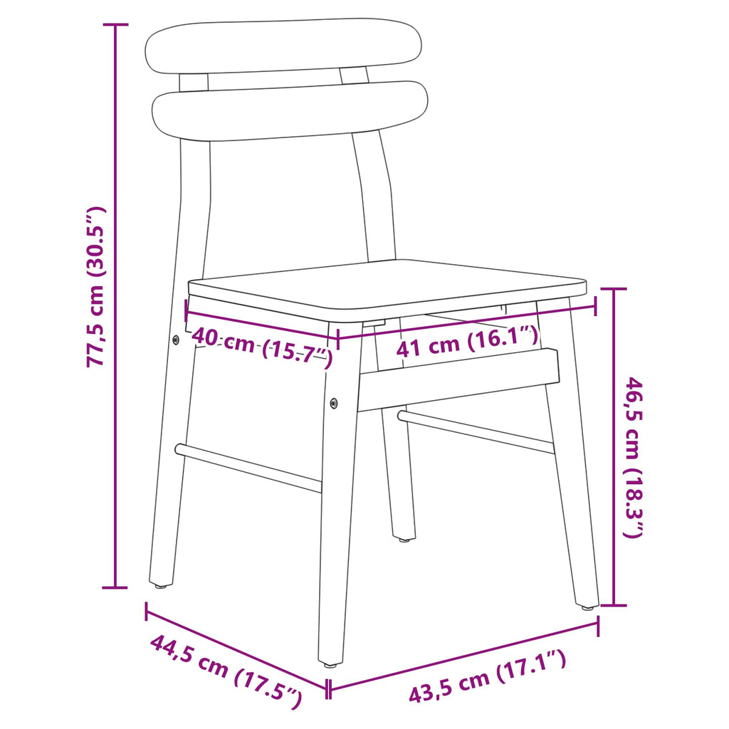 Silla de comedor 2 pcs Madera de Caucho Sólido