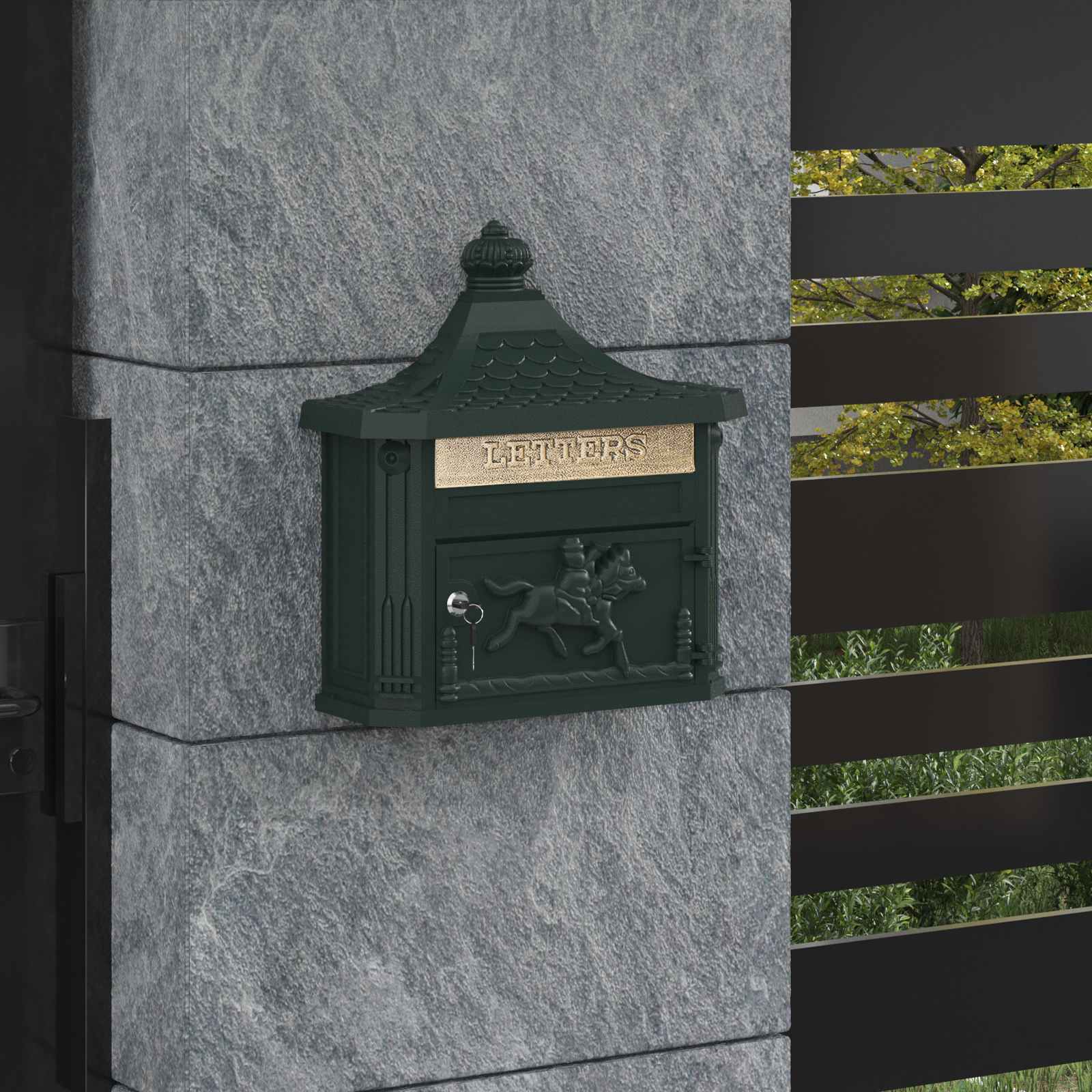 Buzón Montado en la Pared con puerta Bronce 40,5 x 16 x 45 cm