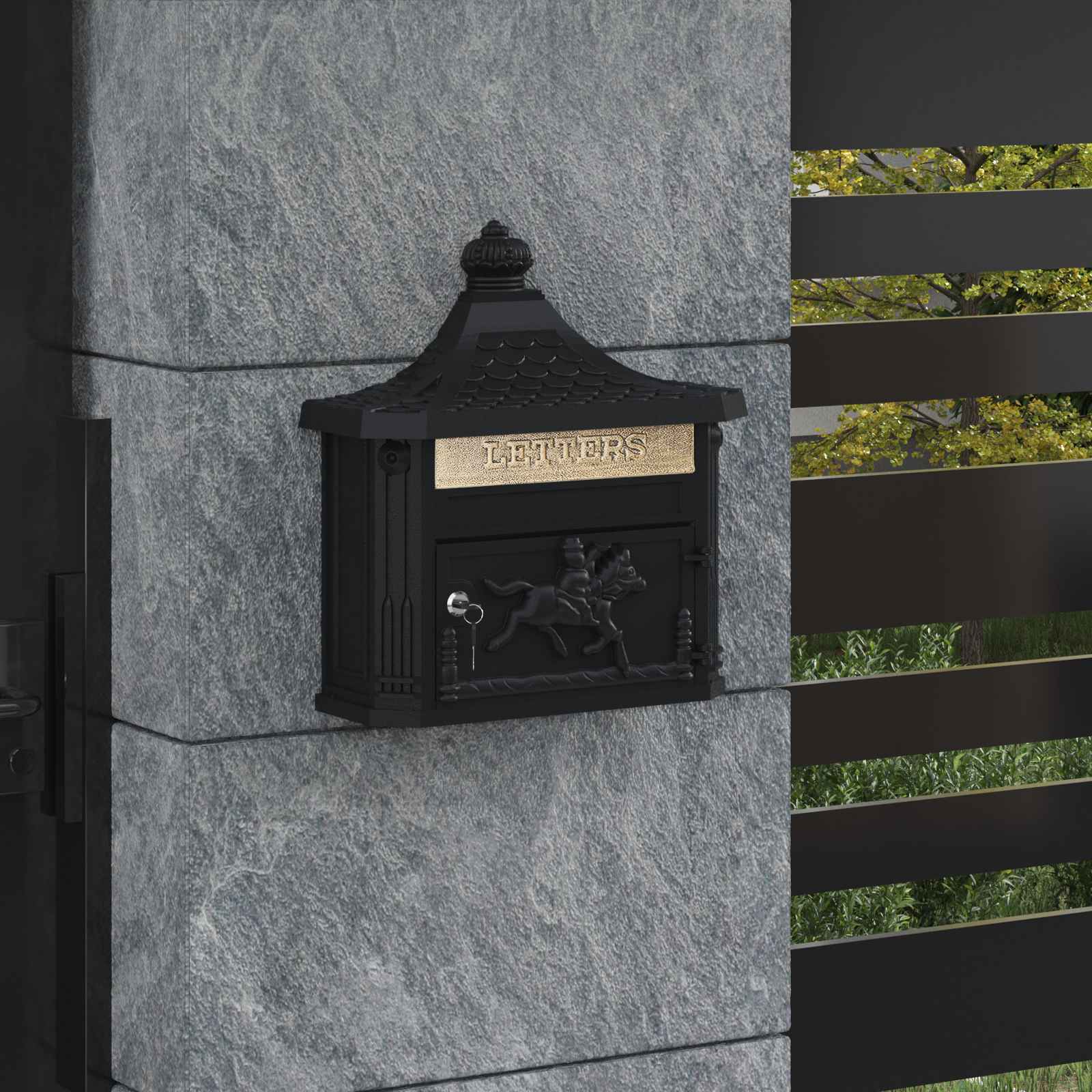 Buzón Montado en la Pared con puerta Bronce 40,5 x 16 x 45 cm