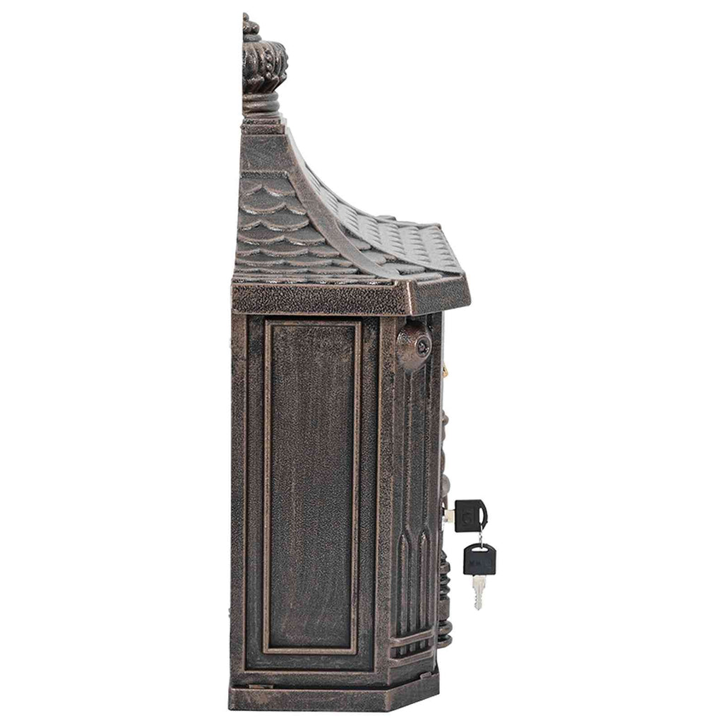 Buzón Montado en la Pared con puerta Bronce 40,5 x 16 x 45 cm