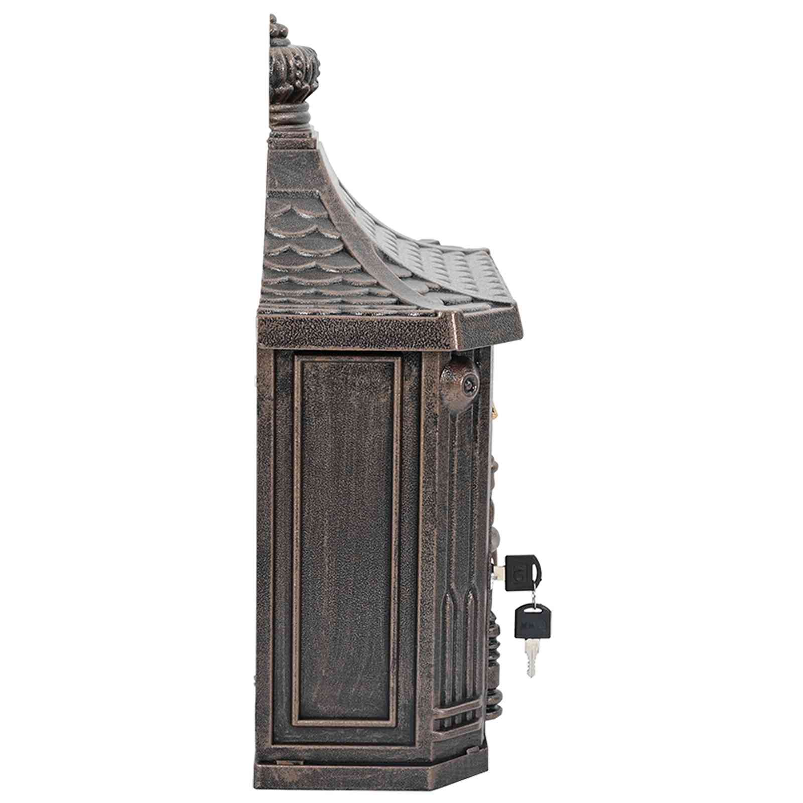 Buzón Montado en la Pared con puerta Bronce 40,5 x 16 x 45 cm