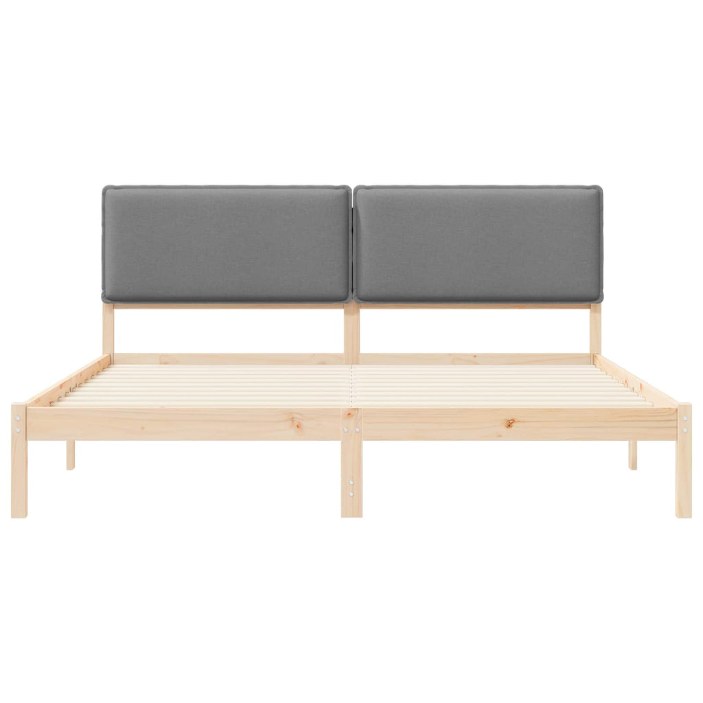 Estructura de Cama con Cabecera Tapizada Gris Claro