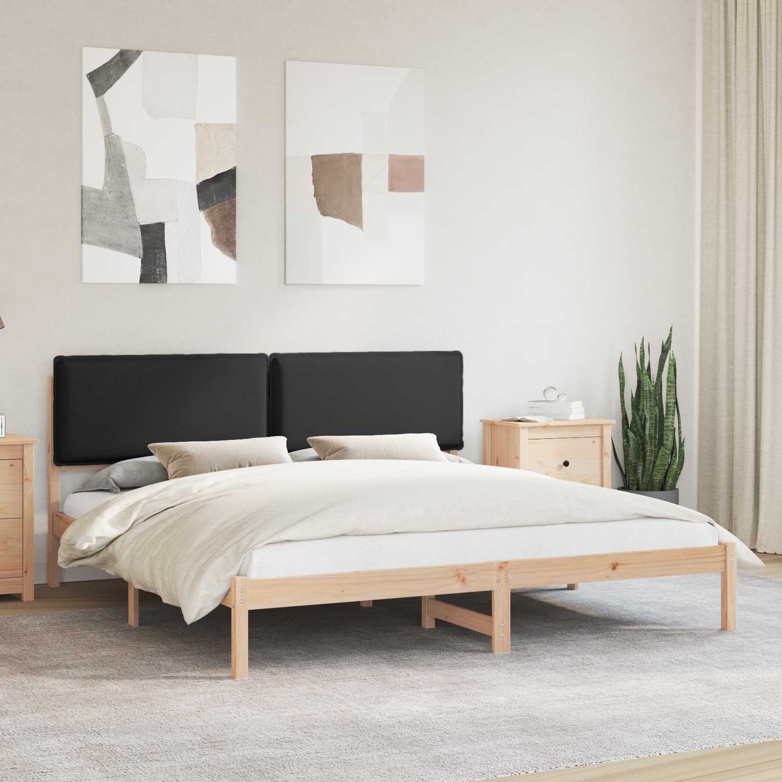 Estructura de Cama con Cabecera Tapizada Gris Claro