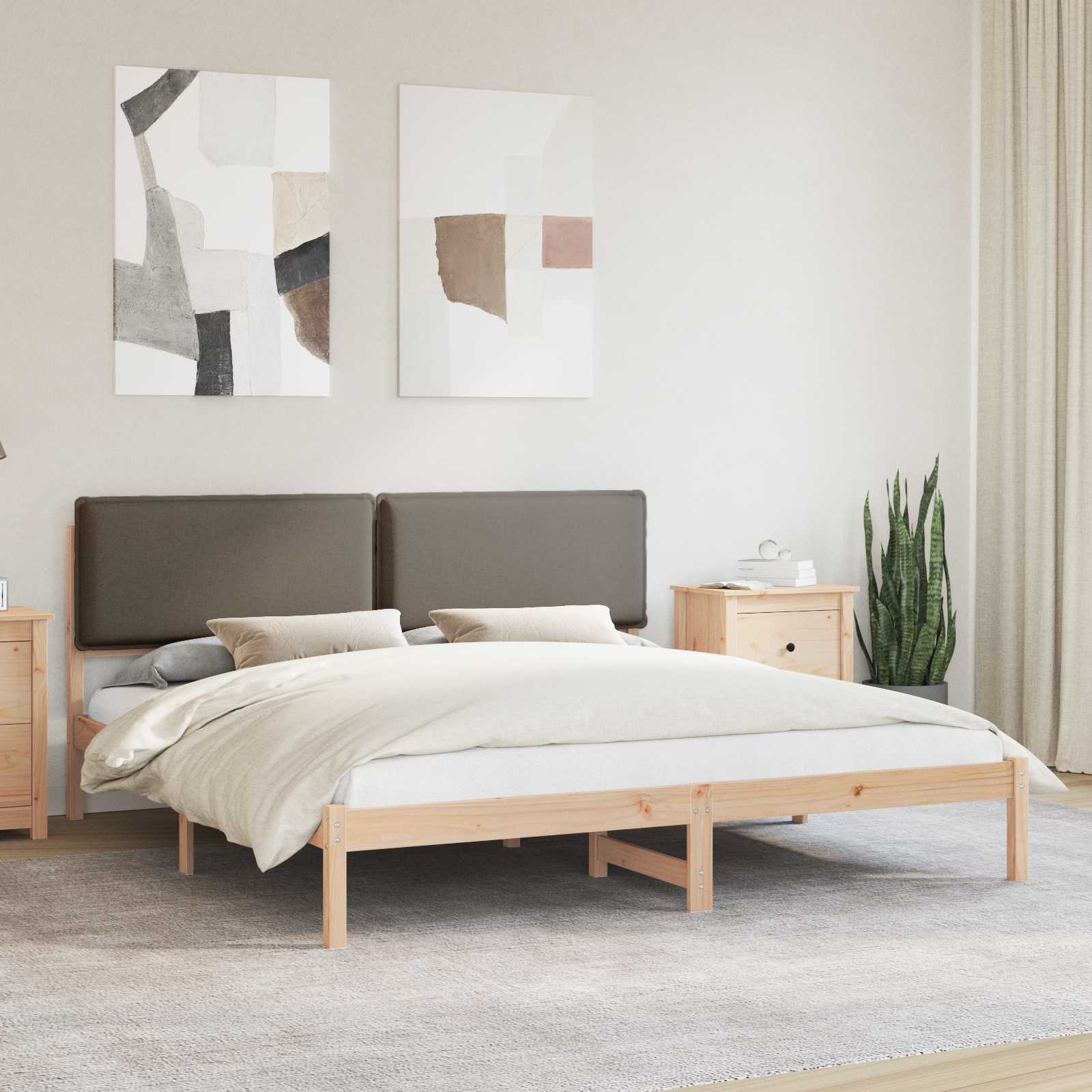 Estructura de Cama con Cabecera Tapizada Gris Claro