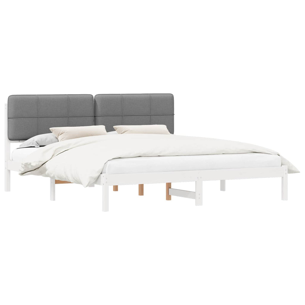 Estructura de Cama con Cabecera Tapizada Gris Claro