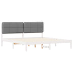 Estructura de Cama con Cabecera Tapizada Gris Claro
