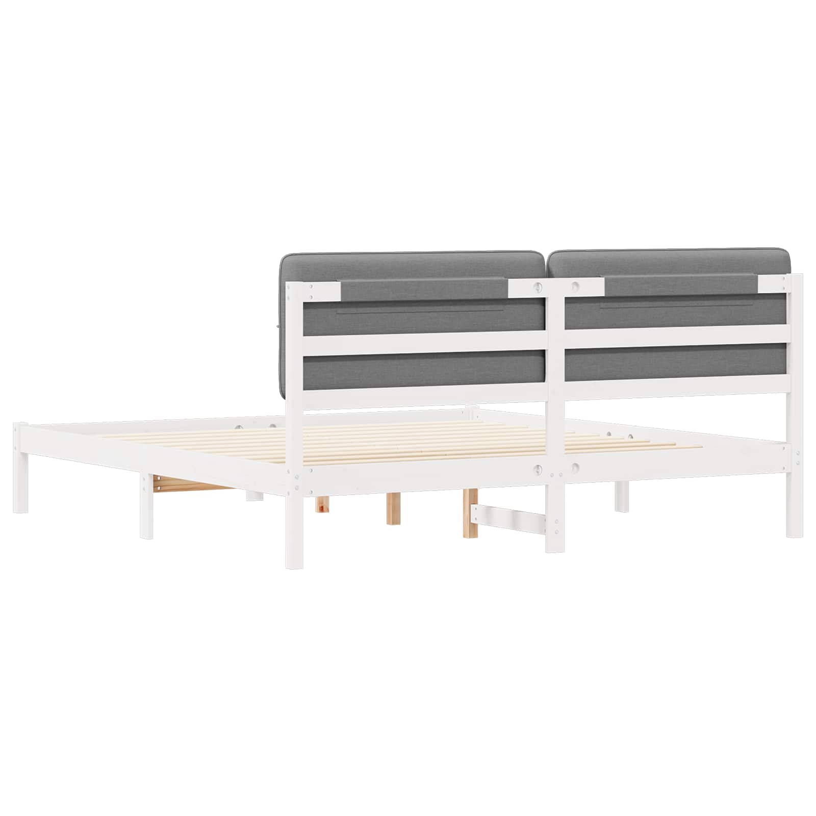 Estructura de Cama con Cabecera Tapizada Gris Claro