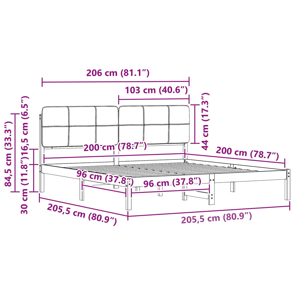 Estructura de Cama con Cabecera Tapizada Gris Claro