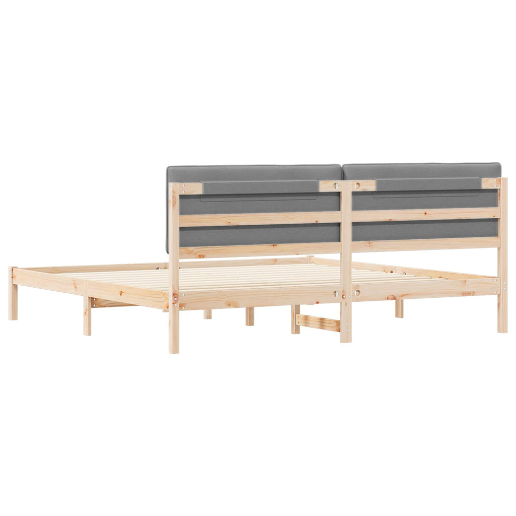 Estructura de Cama con Cabecera Tapizada Gris Claro