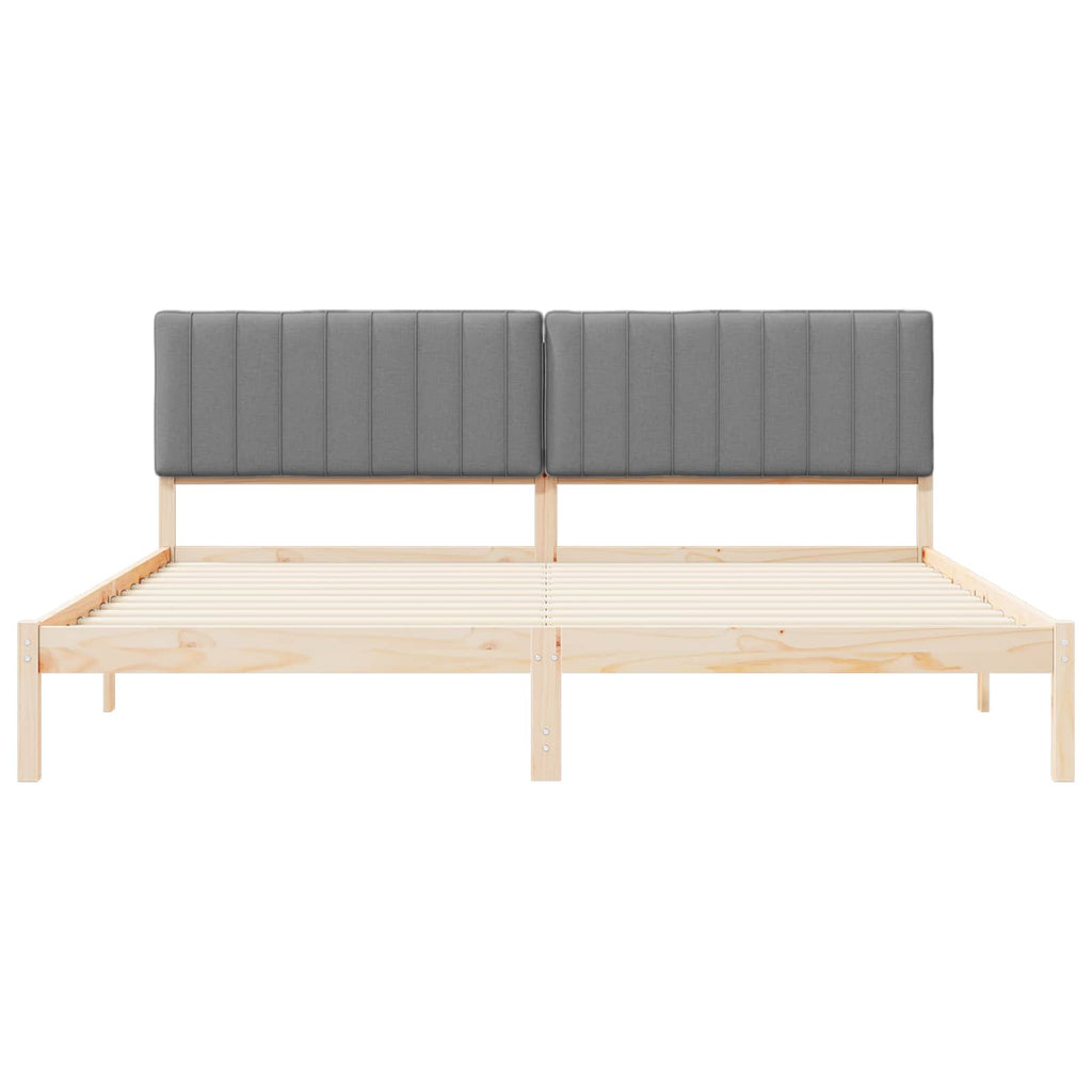 Estructura de Cama con Cabecera Tapizada Gris Claro