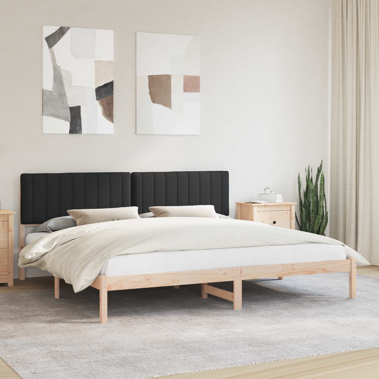 Estructura de Cama con Cabecera Tapizada Gris Claro