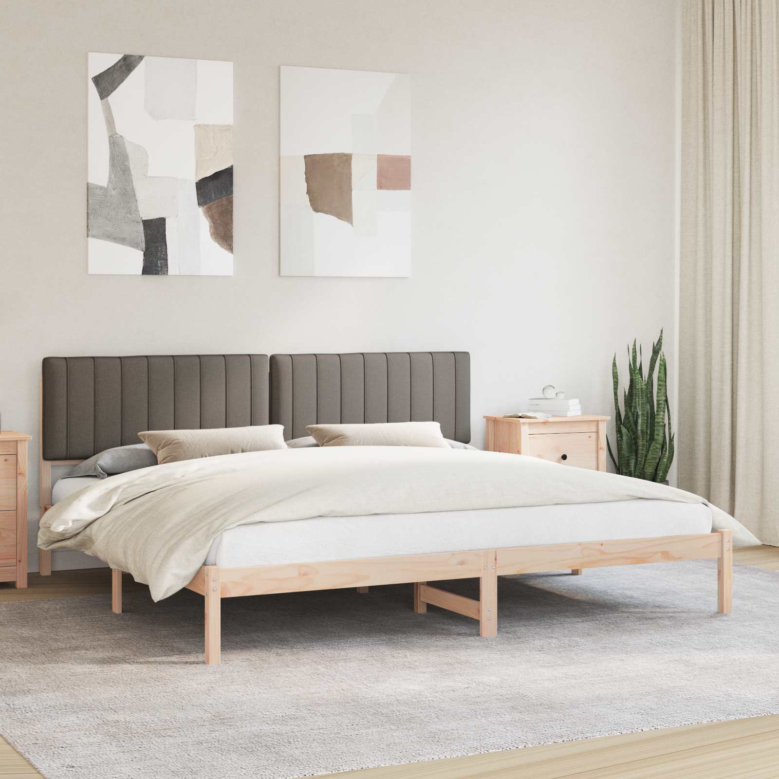 Estructura de Cama con Cabecera Tapizada Gris Claro