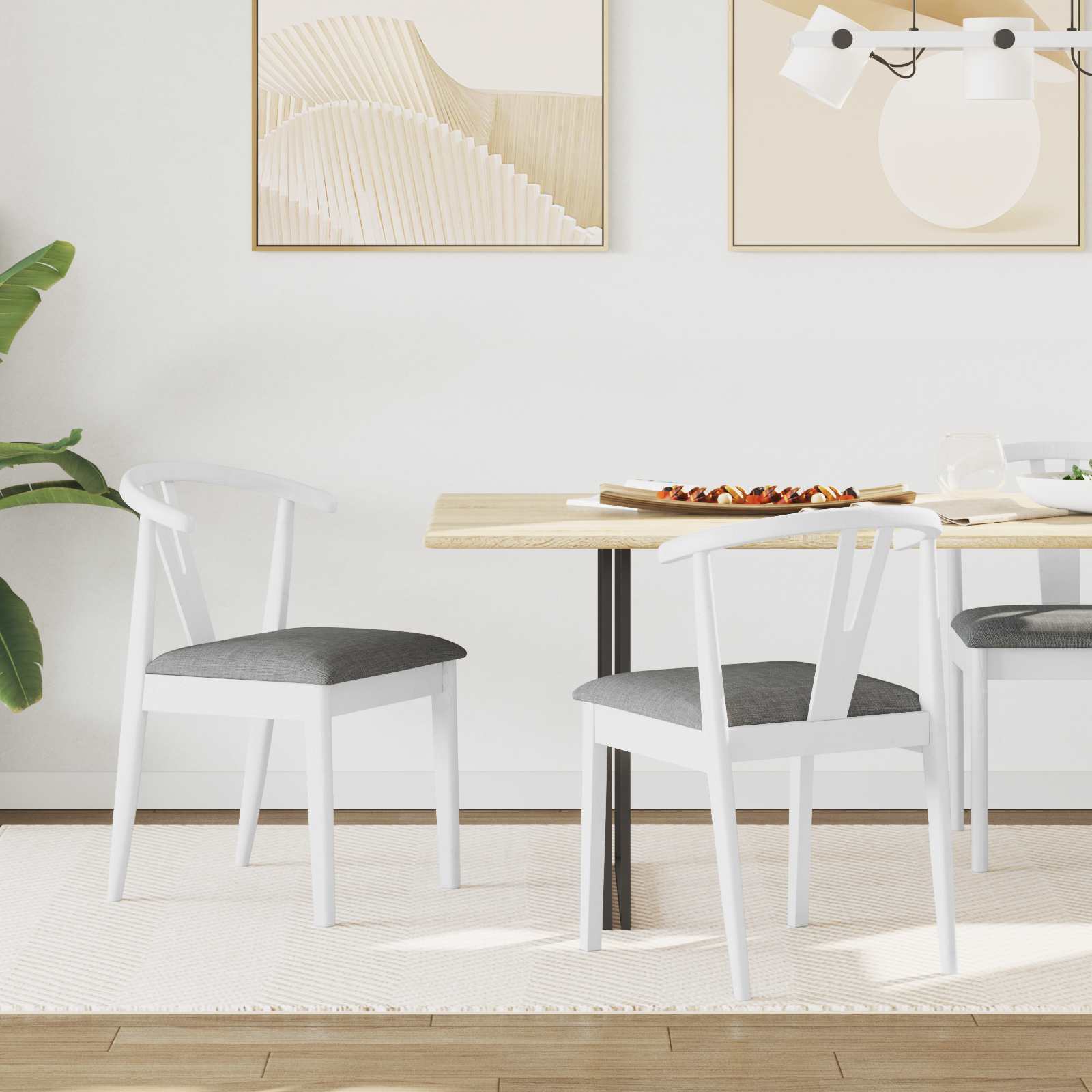 Dining Chair 2 pcs Light Brown and Clear