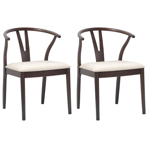 Cadeira de Jantar 2 pçs Castanho Claro e Creme
