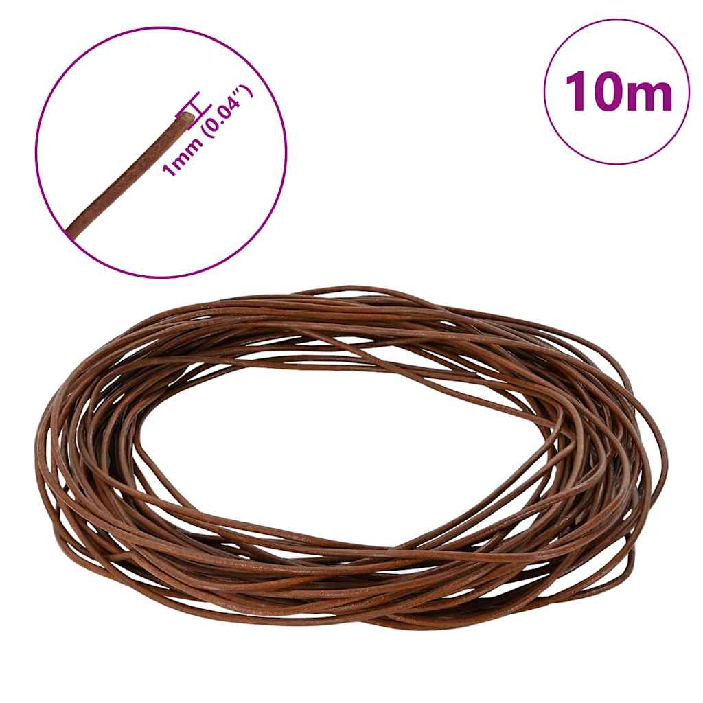 Cordón de cuero Marrón Claro Ø1 mm x 10 m Cuero