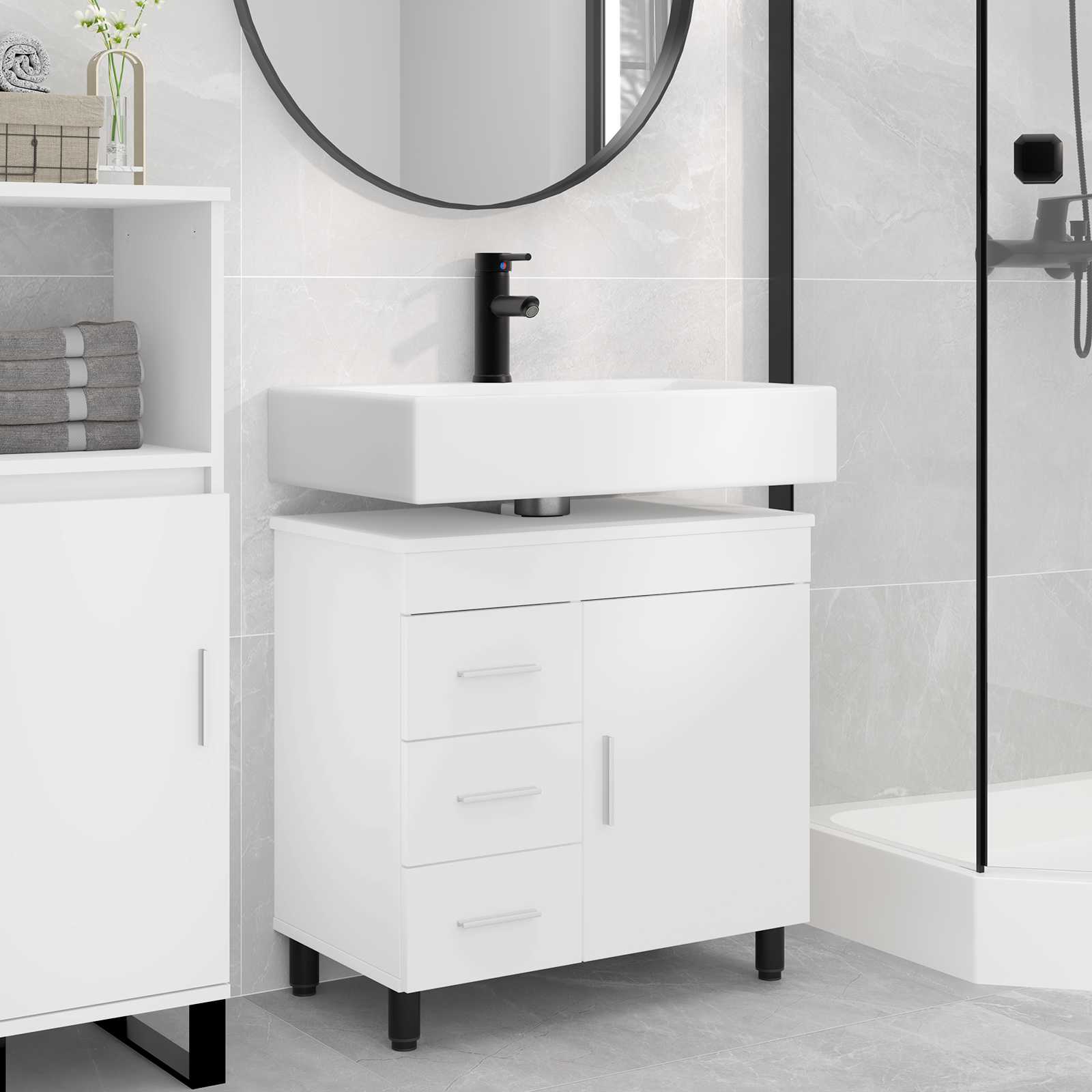 Unidad de tocador de baño Blanco 60 x 35 x 60 cm