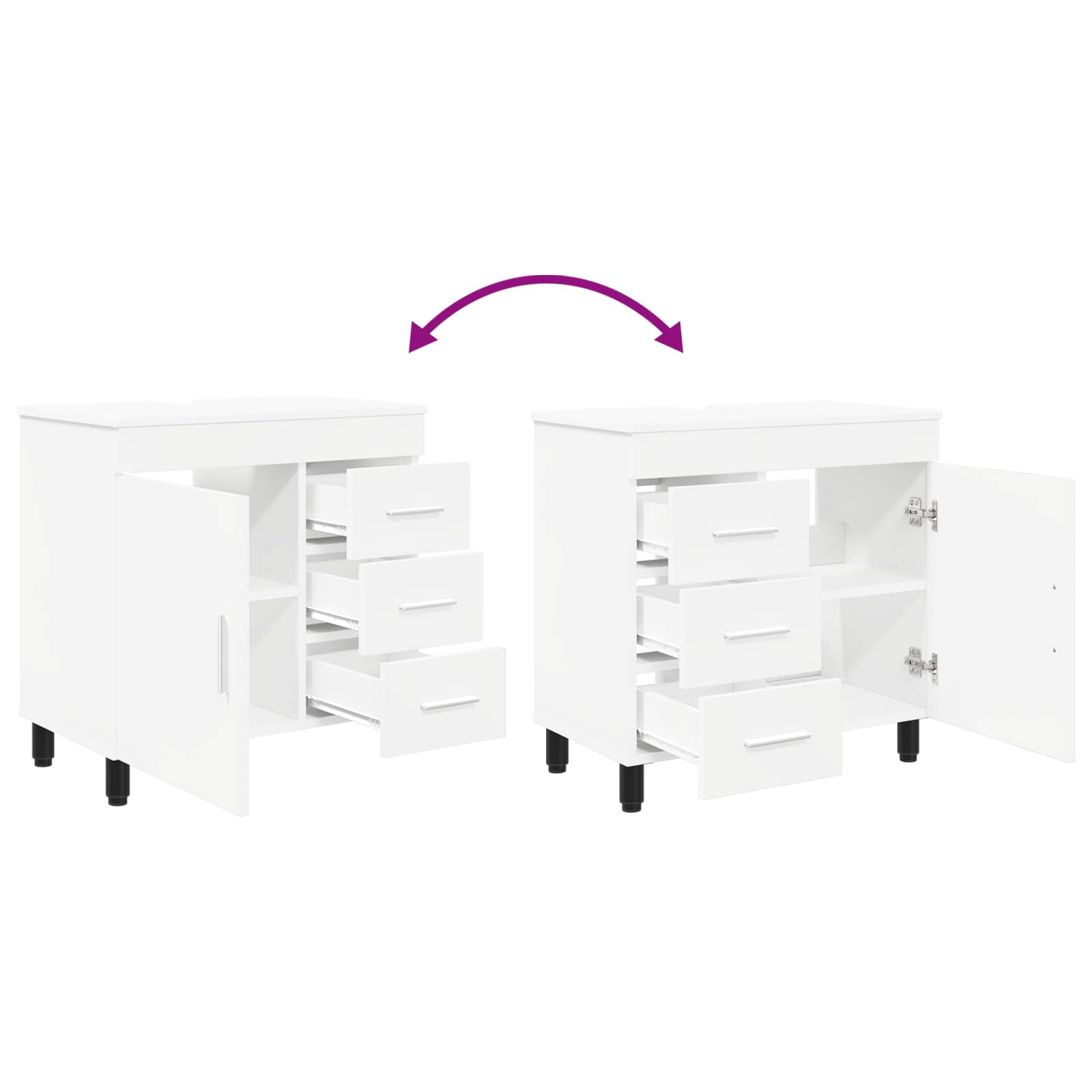 Unidad de tocador de baño Blanco 60 x 35 x 60 cm