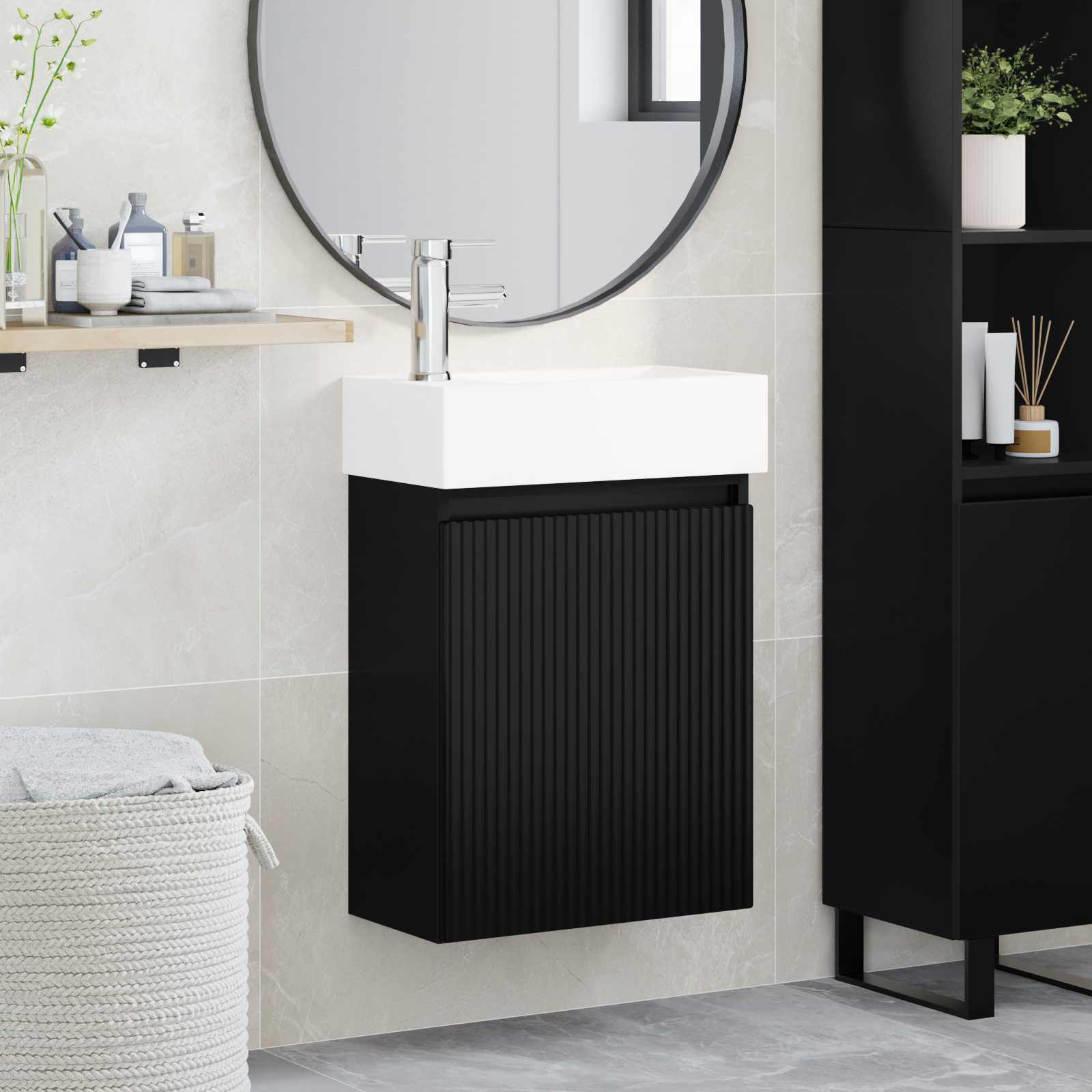 Módulo de baño con grifería Blanco 45,5 x 22,5 x 84 cm