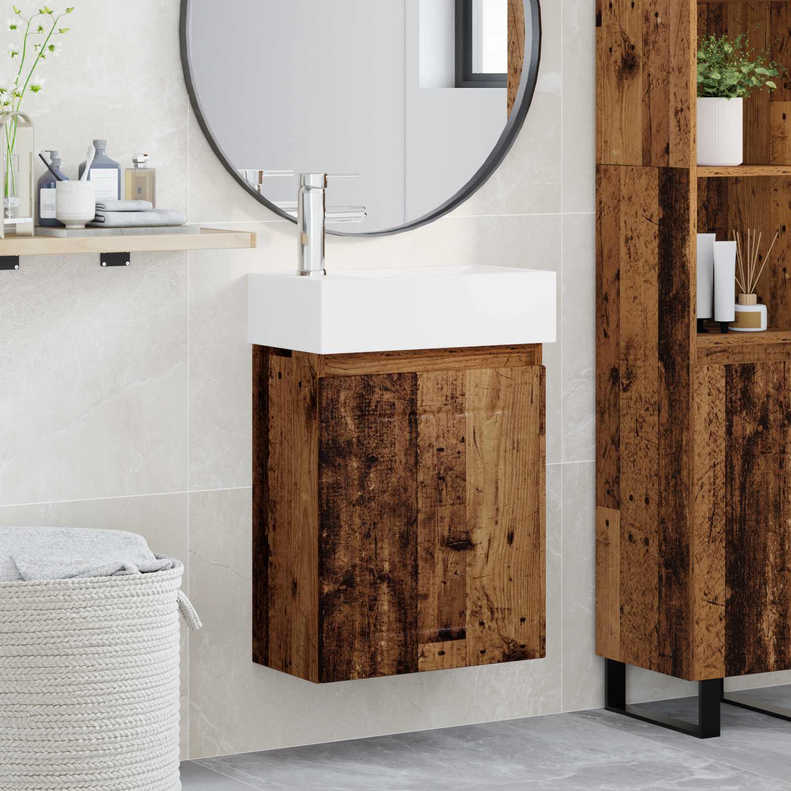 Módulo de baño con grifería Blanco 45,5 x 25,5 x 84 cm
