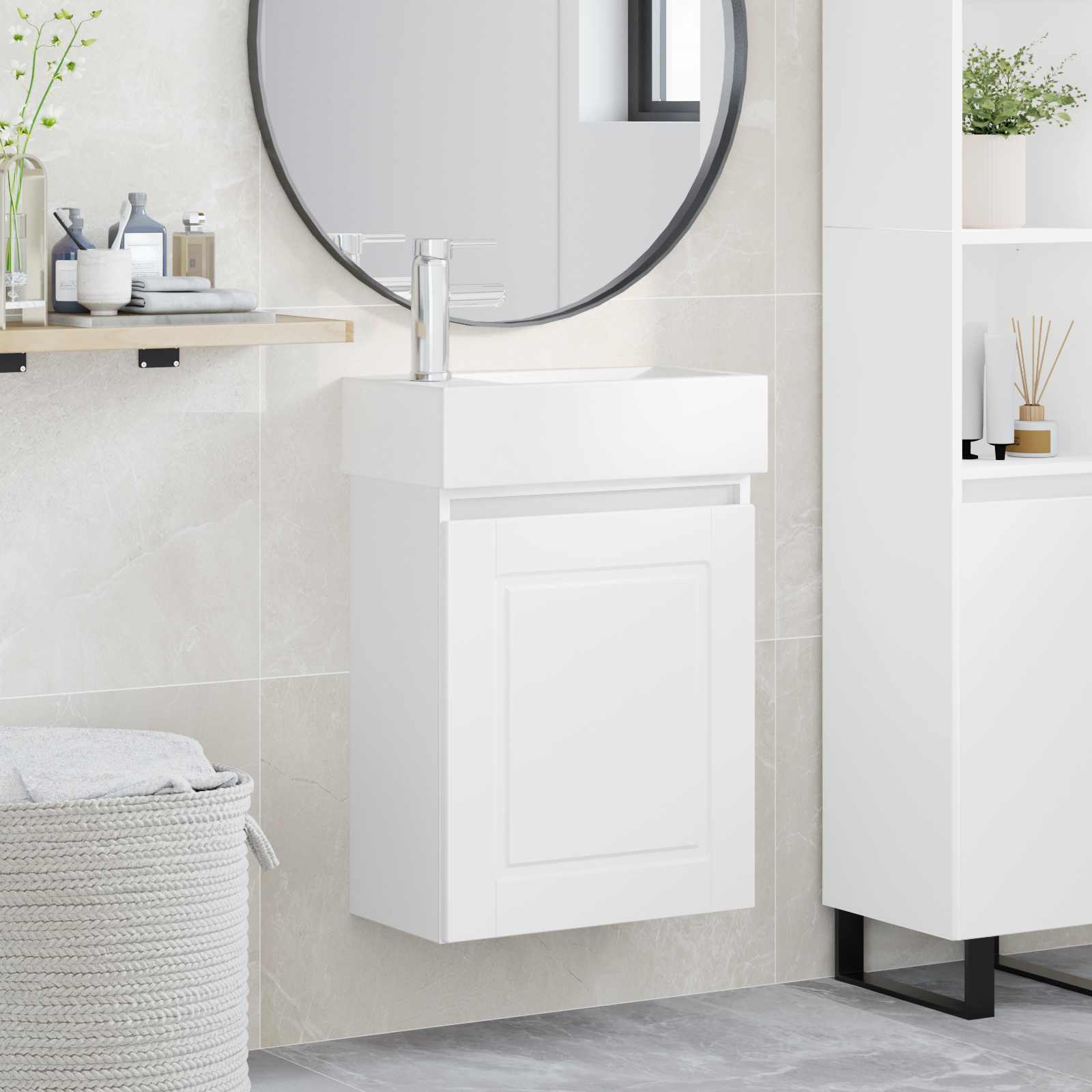 Módulo de baño con grifería Blanco 45,5 x 22,5 x 84 cm