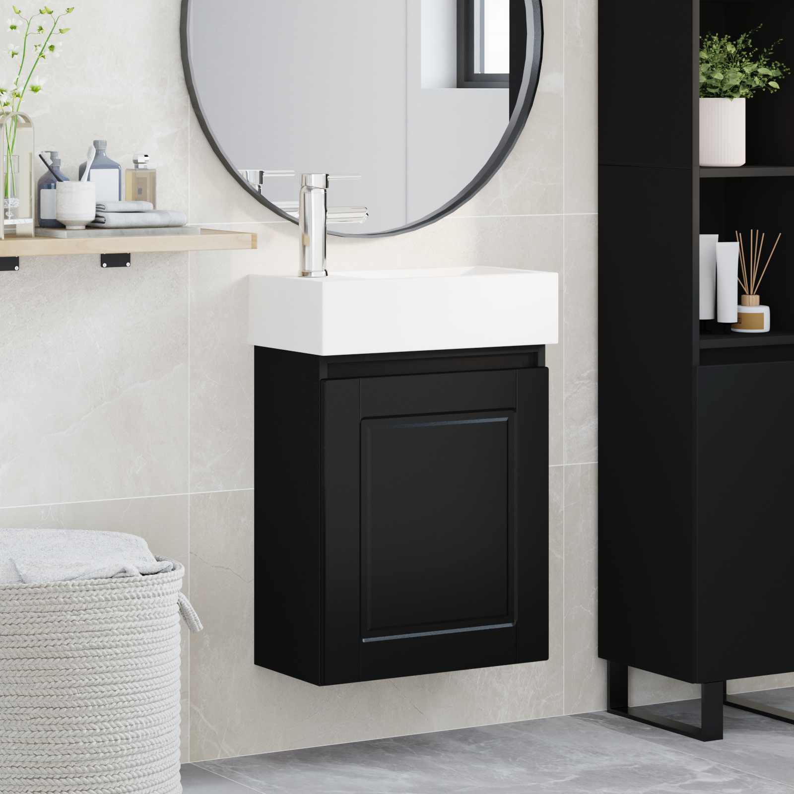 Módulo de baño con grifería Blanco 45,5 x 22,5 x 84 cm