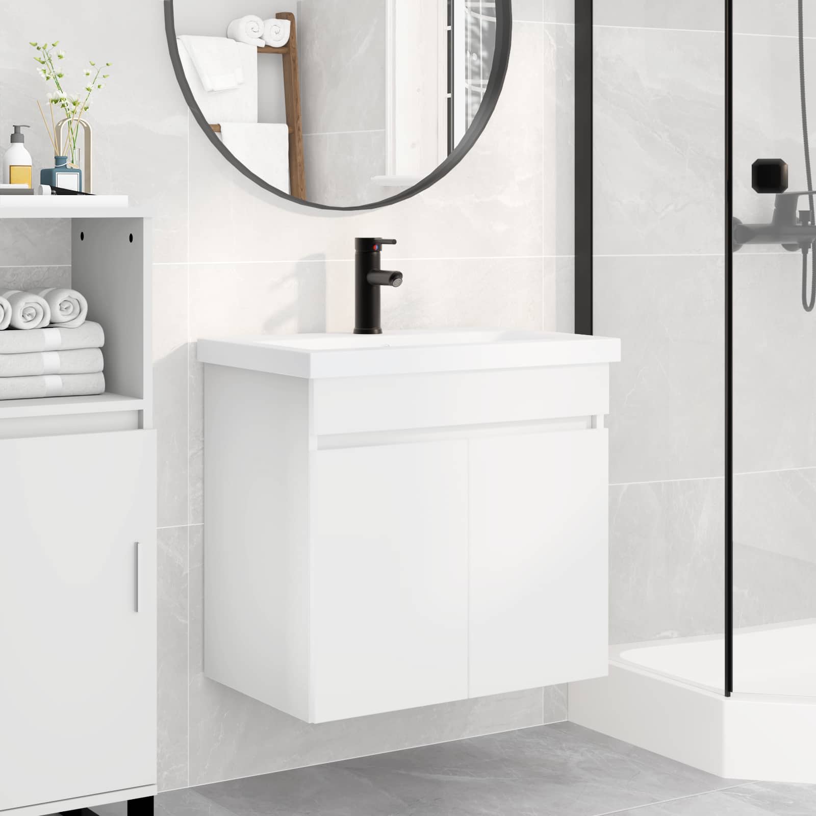 Módulo de baño con grifería Blanco 61 x 40 x 74,5 cm
