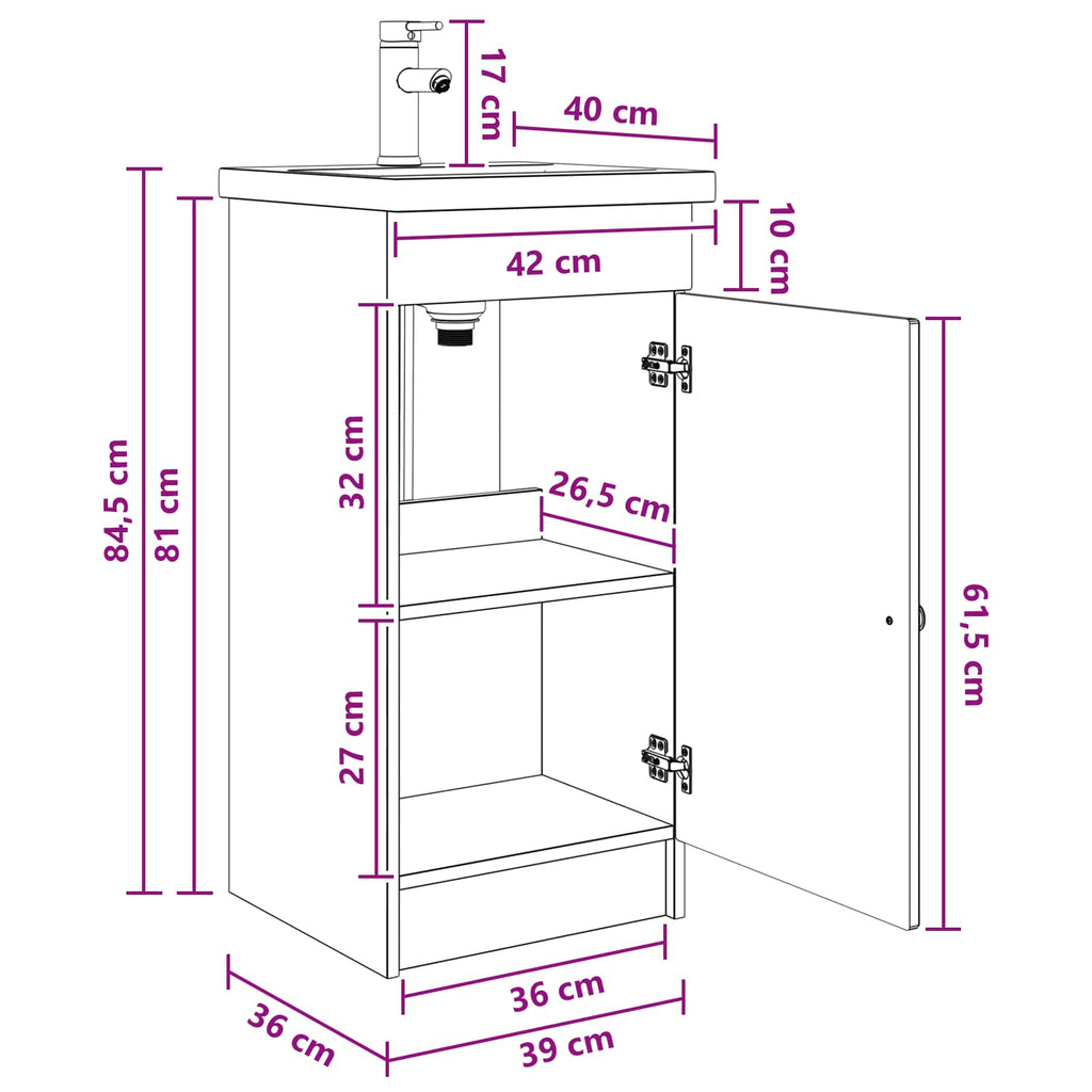 Vanidad de baño con lavabo Blanco 42 x 40 x 84,5 cm