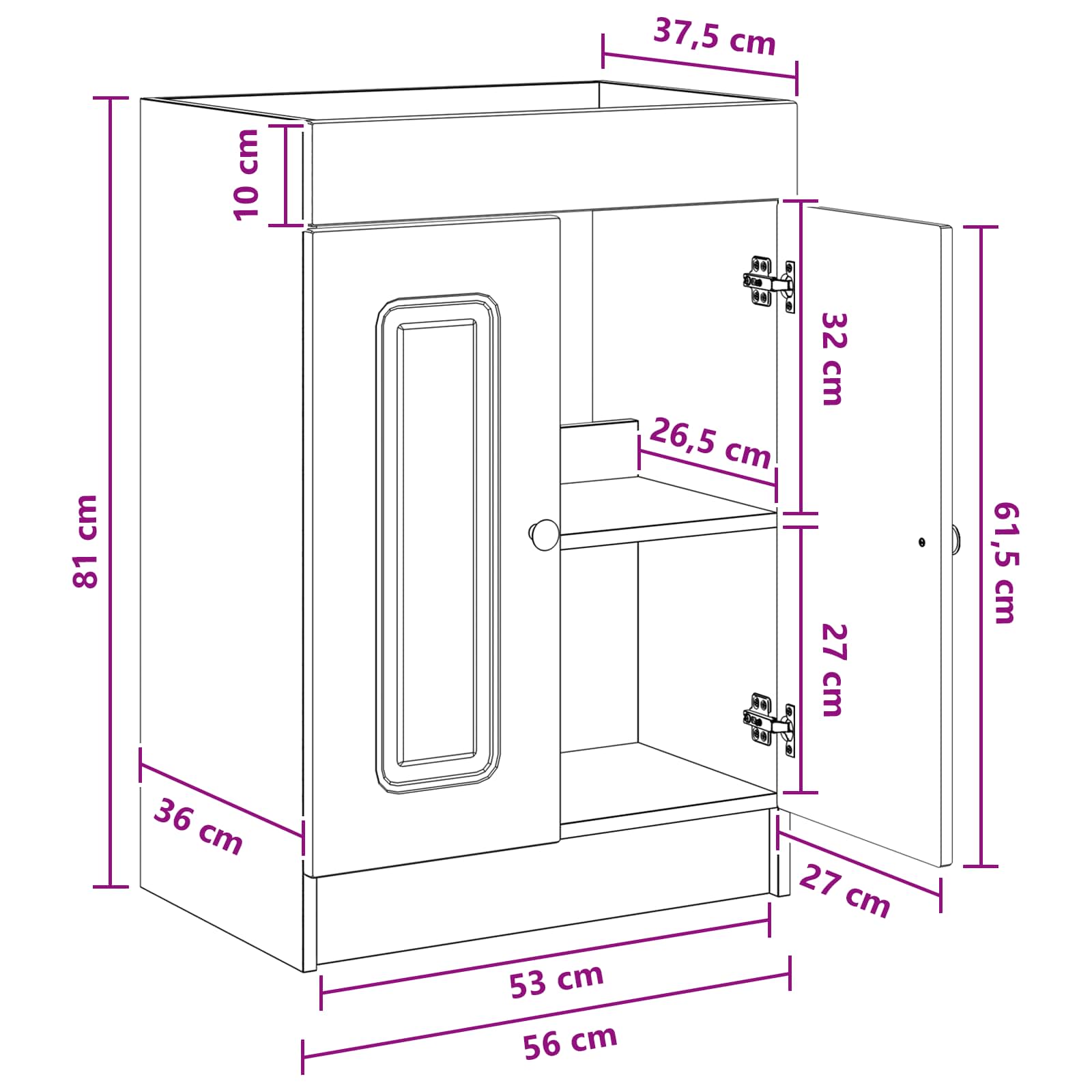 Cabinet debajo del fregadero Blanco 56 x 37,5 x 81 cm